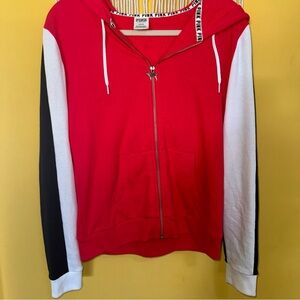 Victorias Secret Pink Dog Logo Zip Up‎ Cozy Lightweight Hoodie Size Medium